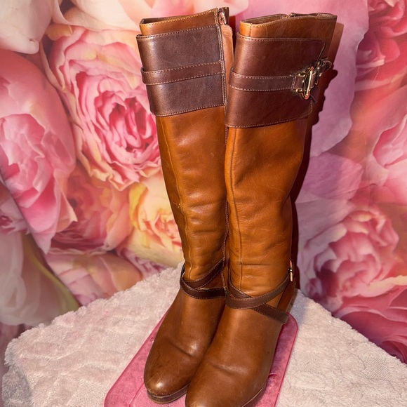 Cole Haan and Nike Air Brown Leather Heeled Boots - Picture 3 of 7